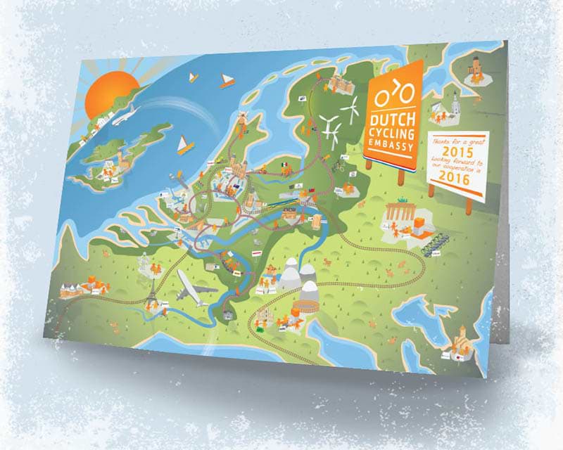 postcard Dutch cycling embassy