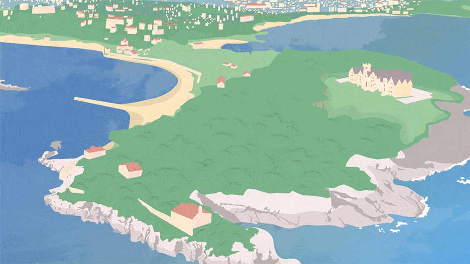 santander landscape postcard animation gif